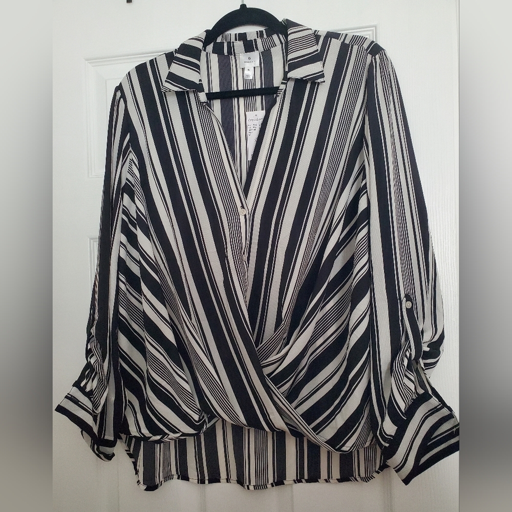 NWT Dressbarn black and white striped blouse.